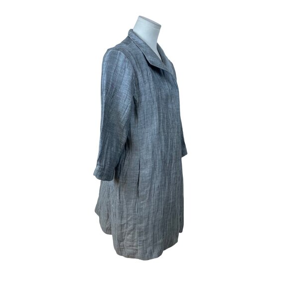 Eileen Fisher Women's Gray Textured Jacket 3/4 Sleeves Button-Up Front Sz S/P - Picture 2 of 9